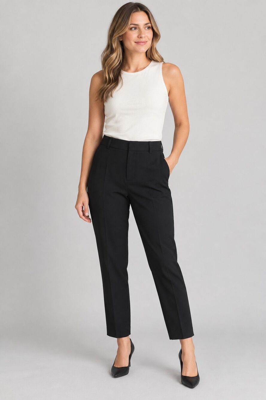 H&M Women’s Black Tailored Dress Pants Straight Leg High Rise Work Trousers SZ 4